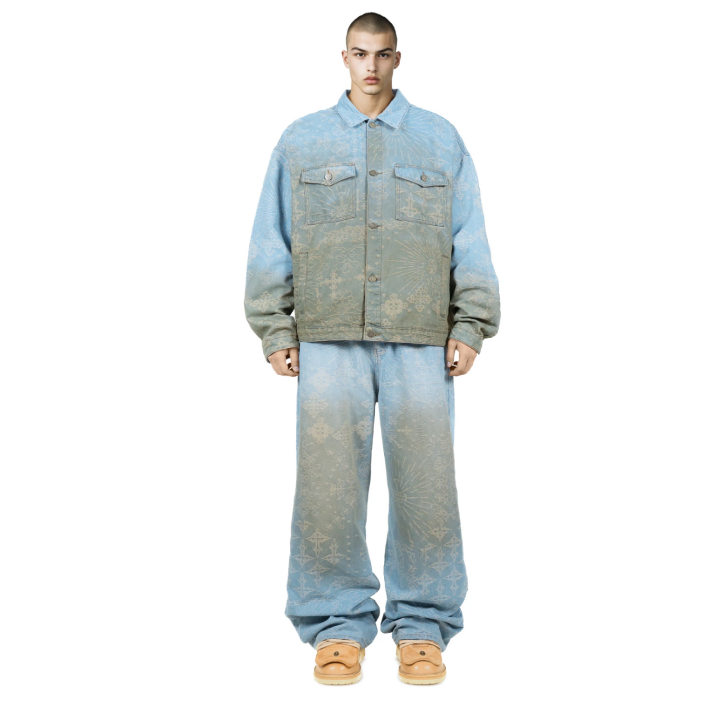 MEN - JACQUARD DENIM PANTS - Untitled Artworks