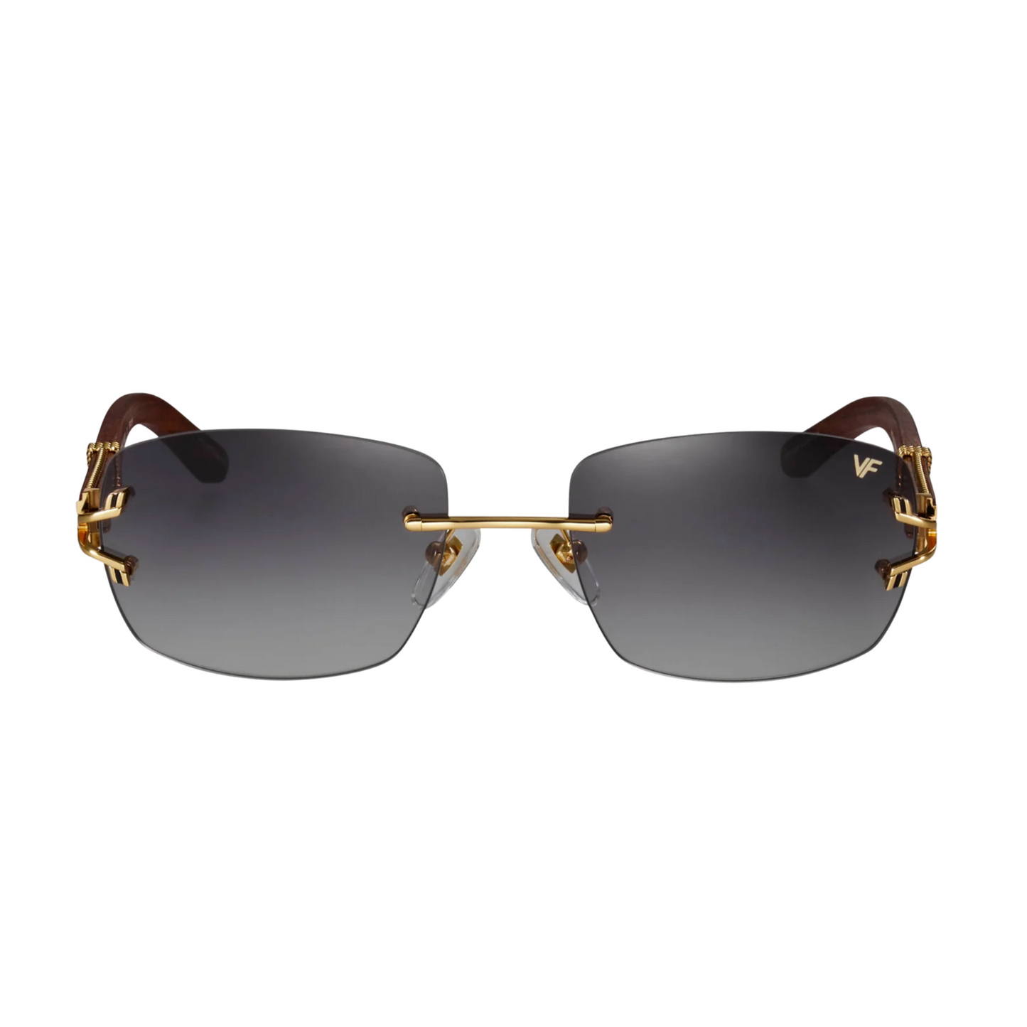 Bal Harbour Wood Edition Rimless Drill Mount 24KT Gold Yellow Gold / Gray Gradient - VF