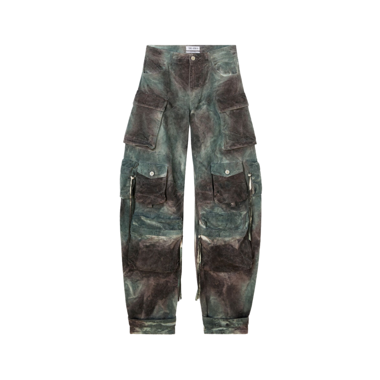 WOMEN - Long Pant Faded canvas stainde green camouflage - The Attico