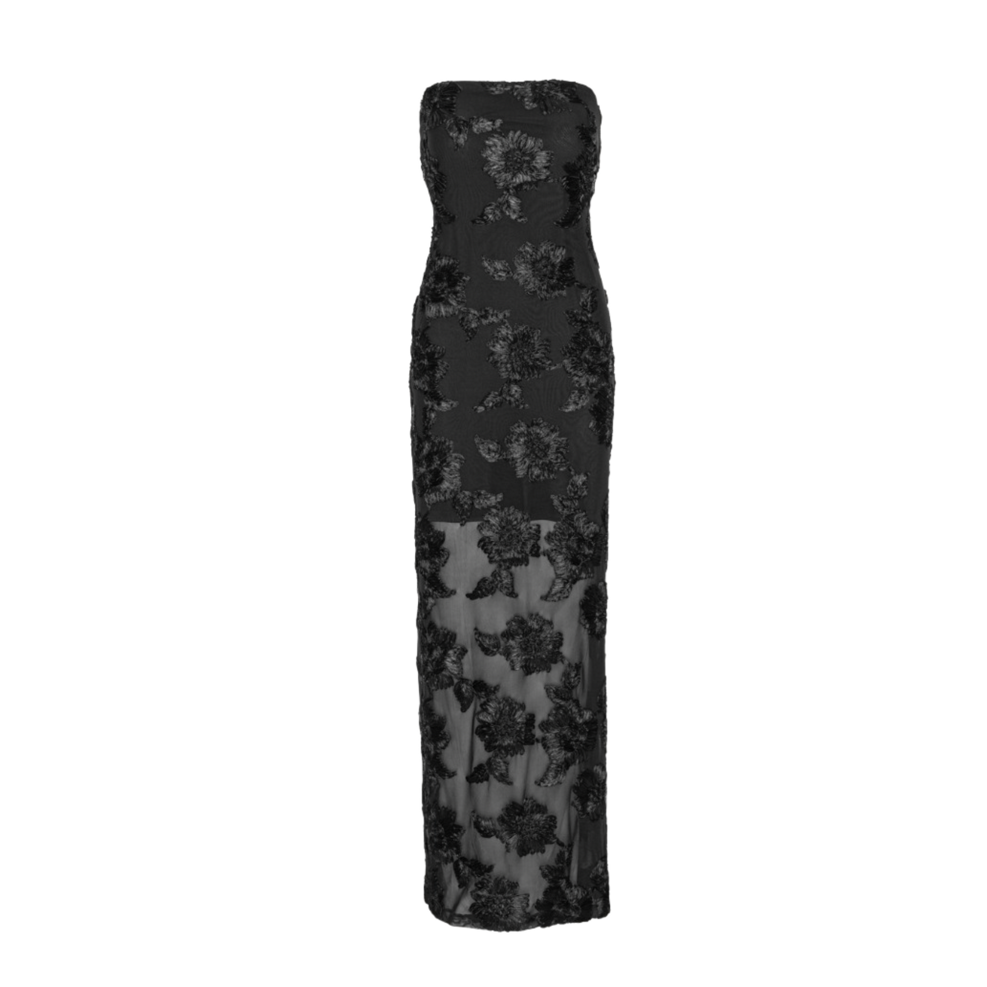 WOMEN - Dress Flower Mesh Tube Black - Rotate