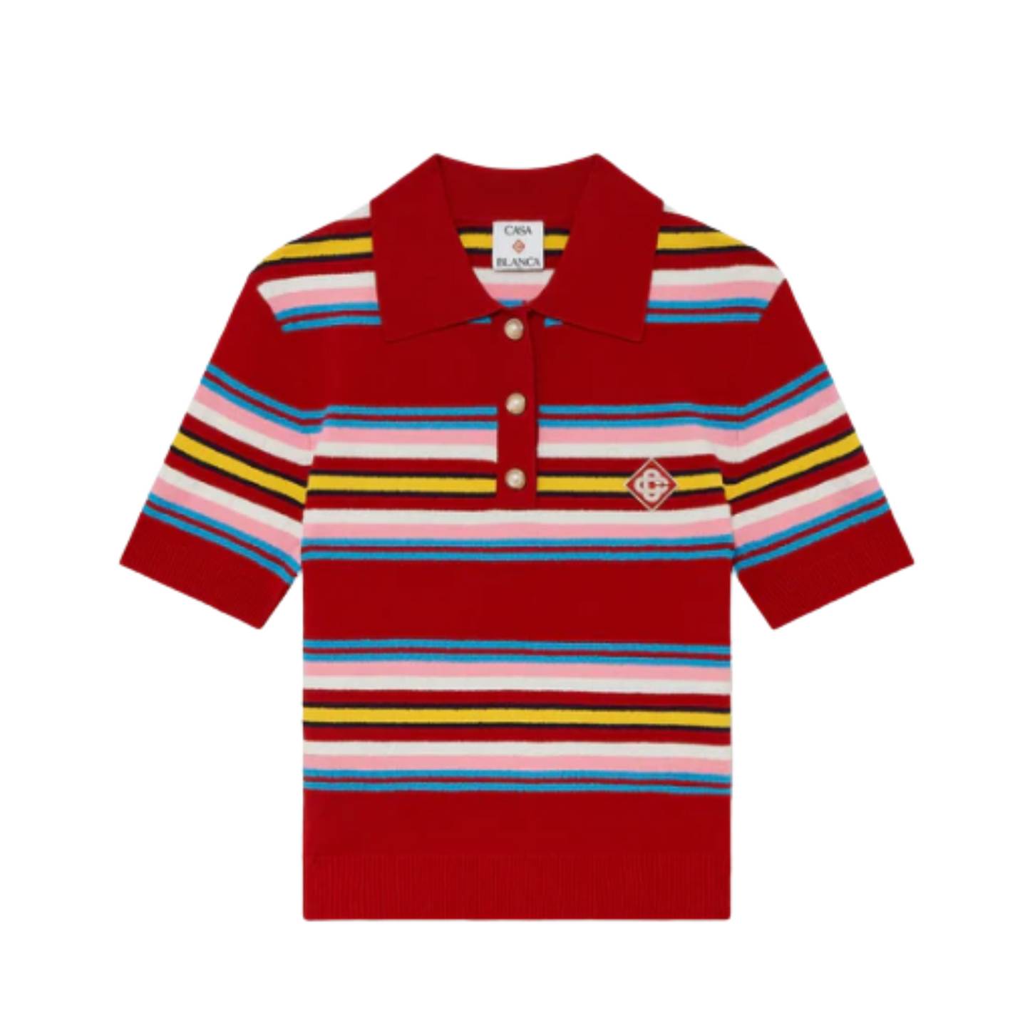 WOMEN - STRIPE POLO SHIRT Red/Multi - Casa Blanca