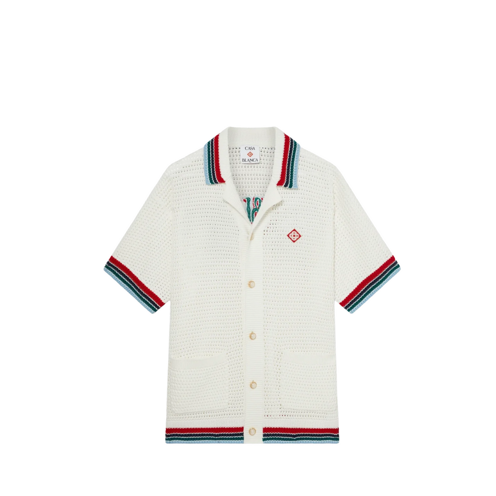 MEN - SHIRT SPORTY FAUX CROCHET White/Multi - Casa Blanca