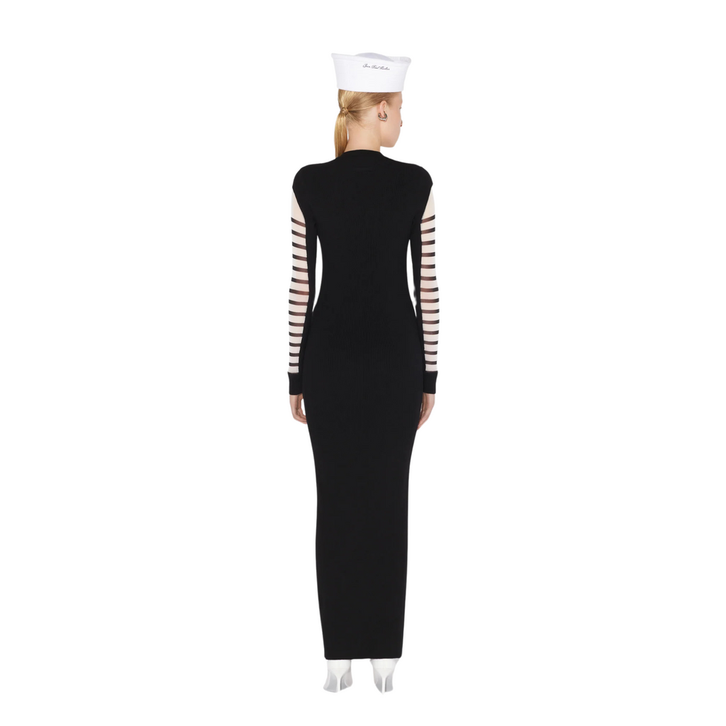 WOMEN -LA ROBE LONGUE BI-MATIÈRE MARINIÈRE Black/White - JPG