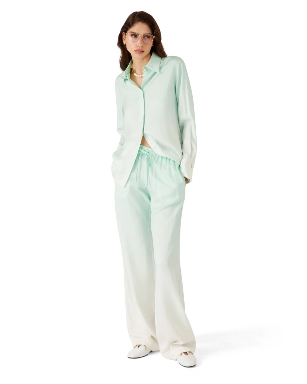 WOMEN - GRADIENT MONOGRAM TROUSERS LIGHT GREEN - Casa Blanca