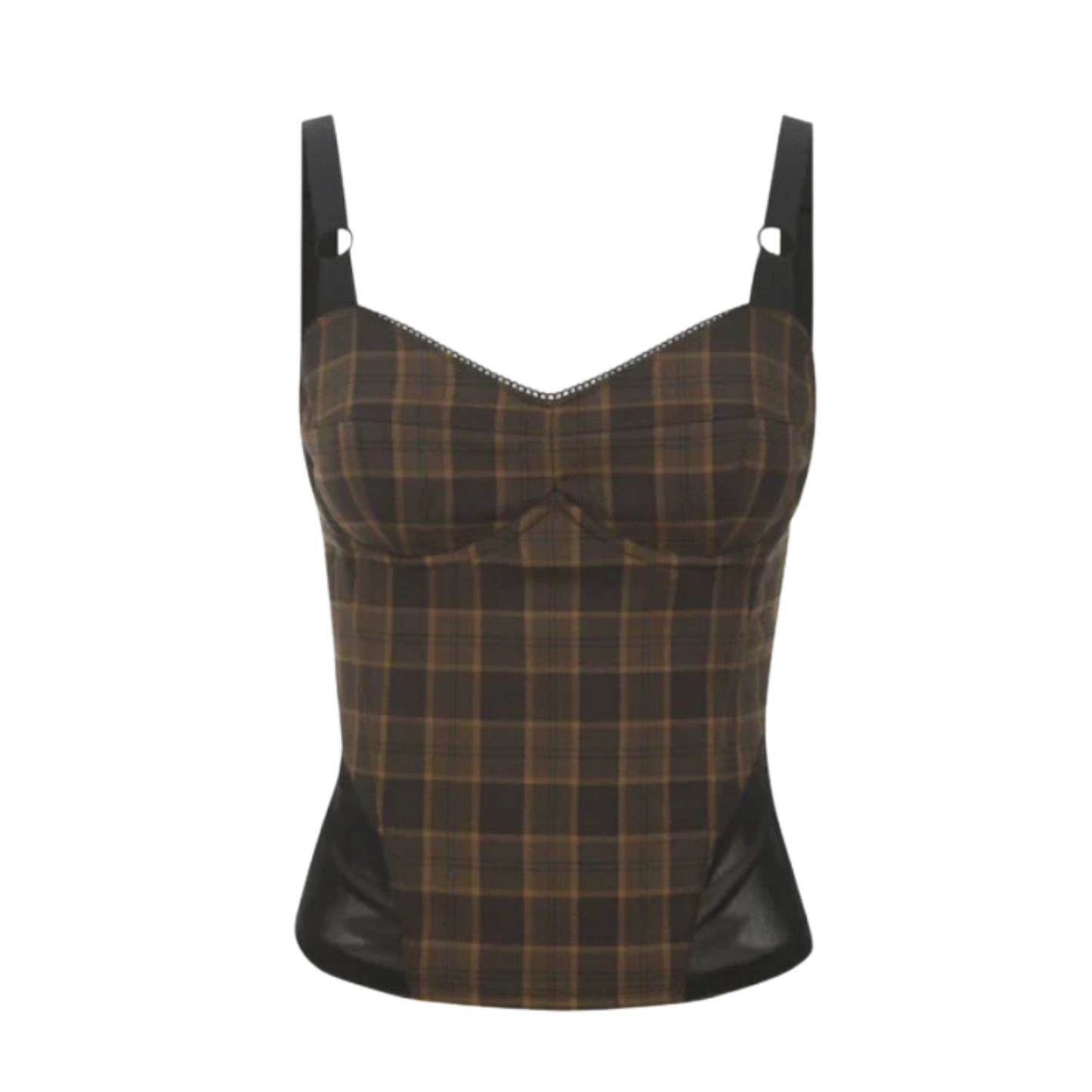 WOMEN - MARGUERITE CORSET PLAID BROWN - Miaou