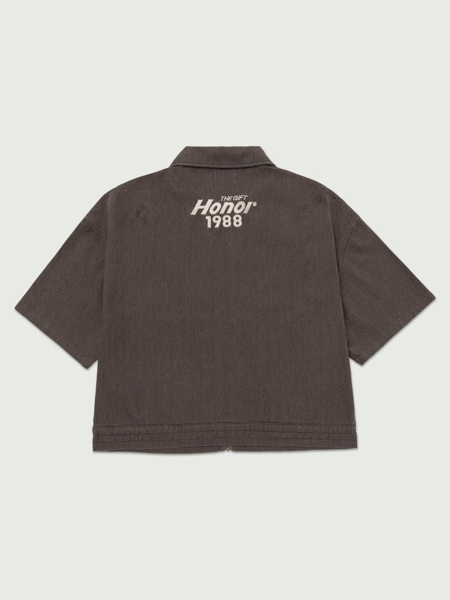 MEN - SHIRT TWILL FULL ZIP BROWN - HTG