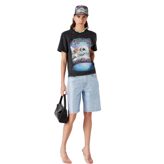 WOMEN - DENIM SHORT CRYSTAL EMBELISHED - Casa Blanca