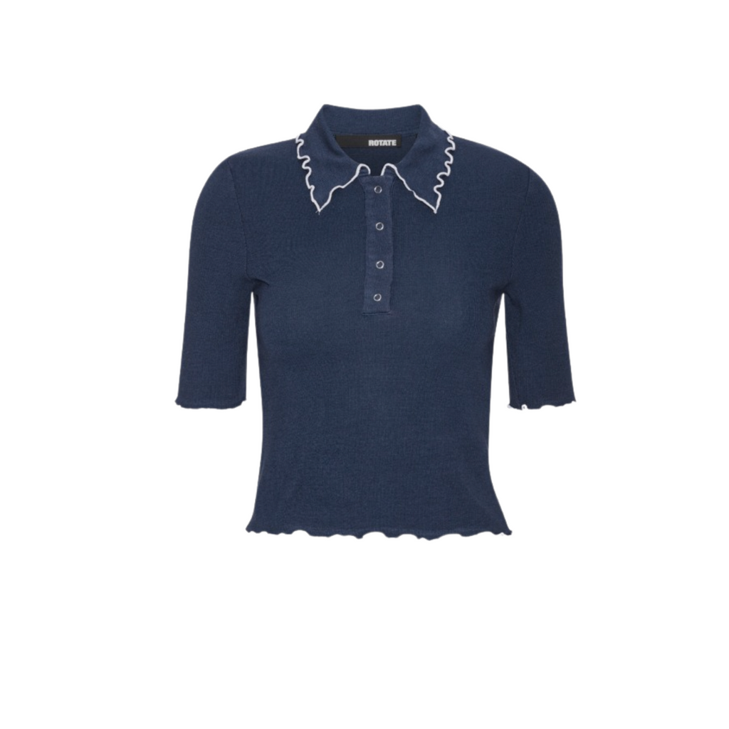WOMEN - Rib polo Blue Navy - Rotate