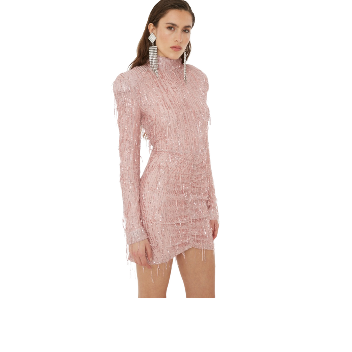 WOMEN - Sequin Fringe Mini Dress Pink - Rotate