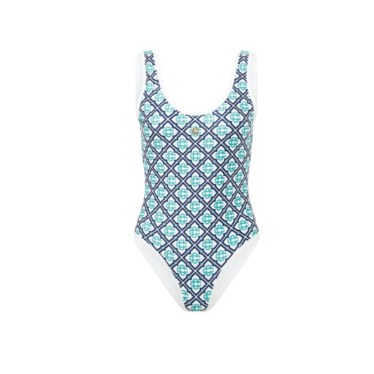 WOMEN - WOMENS PRINTED SWIMSUIT blue/blue monogram - Casa Blanca